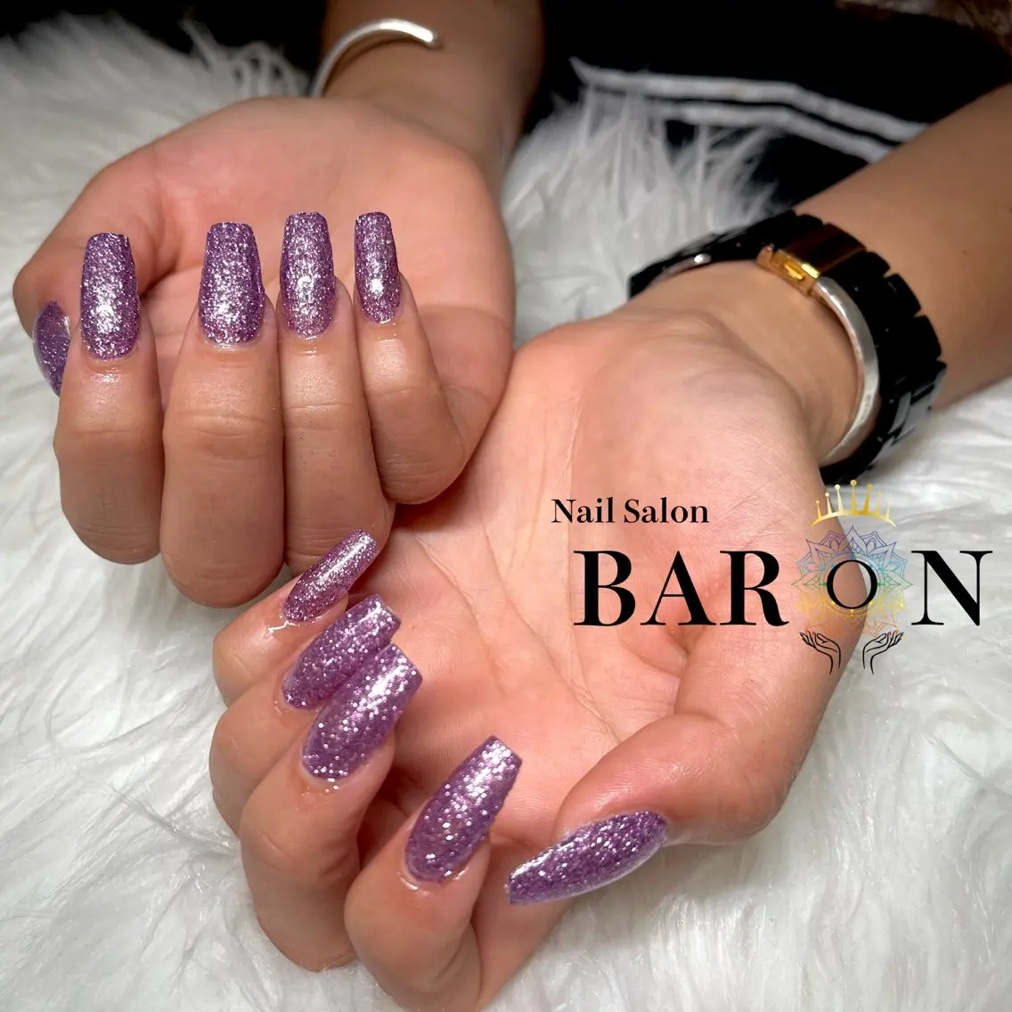 ネイル ラメ(グリッター) パープル ハンドネイル ☆SAKI☆ BARON 店長のネイルデザイン