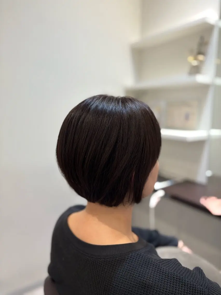 ショート 丸みショート ピンクブラウン ショートヘア カット ヘアカラー 山下ちひろ/似合わせ /髪質改善/縮毛矯正のヘアスタイル
