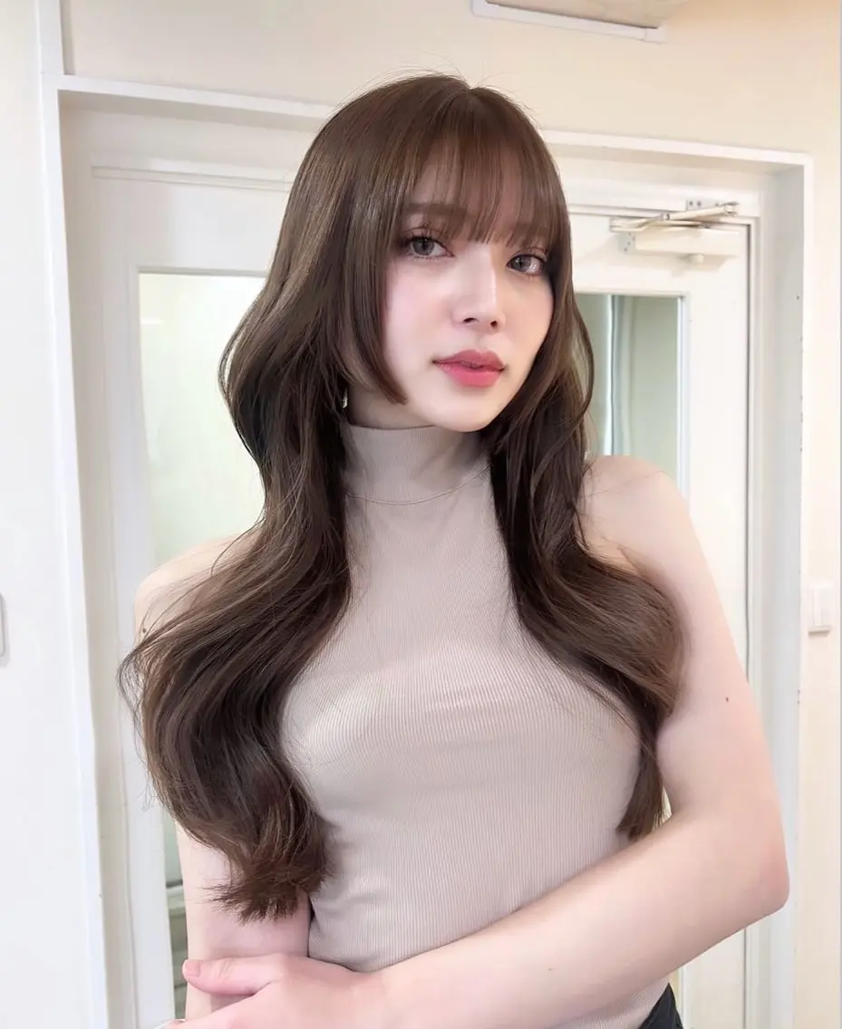 セミロング 🤍🤍韓国ヘア おたけ🤍🤍のヘアスタイル