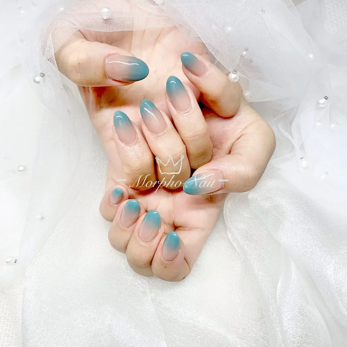 ネイル 長さ出し ジェルネイル キラキラネイル 大理石ネイル(マーブル) ニュアンスネイル Morpho nailのネイルデザイン