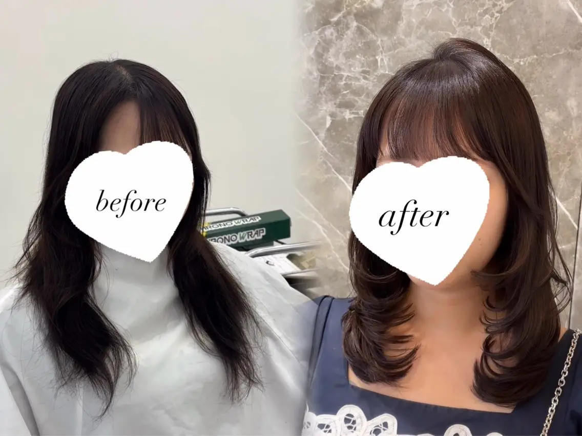 ミディアム カット 韓国レイヤー艶カラー ブリーチ otohaのヘアスタイル