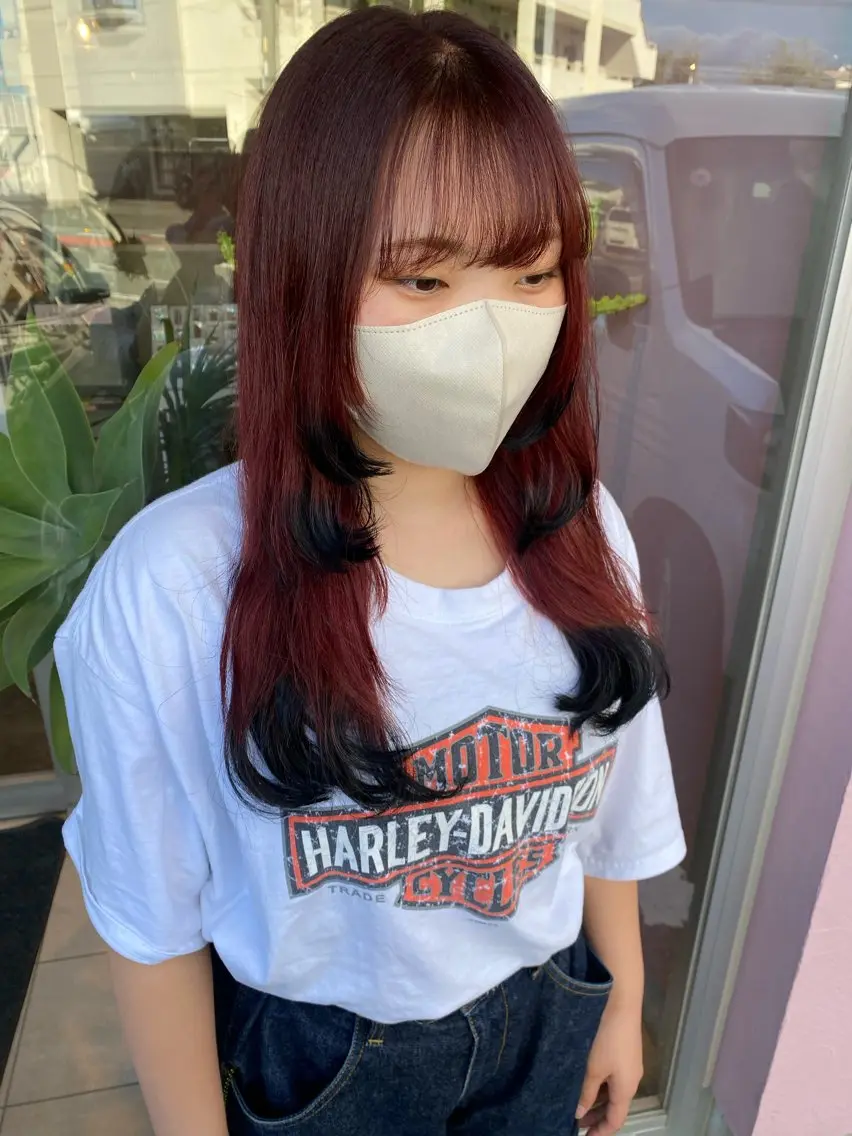 ロング カラー デザインカラー レイヤーカット ロング 似合わせレイヤー/ Wカラー🧸こころのヘアスタイル