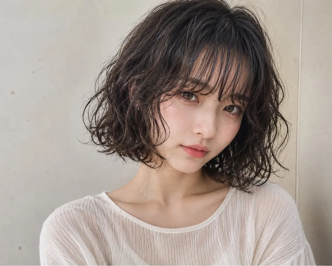 ショート パーマ ボブ カット ヘアカラー パーマ トリートメント ボブパーマ/縮毛矯正 /かわいい/せき🫧のヘアスタイル
