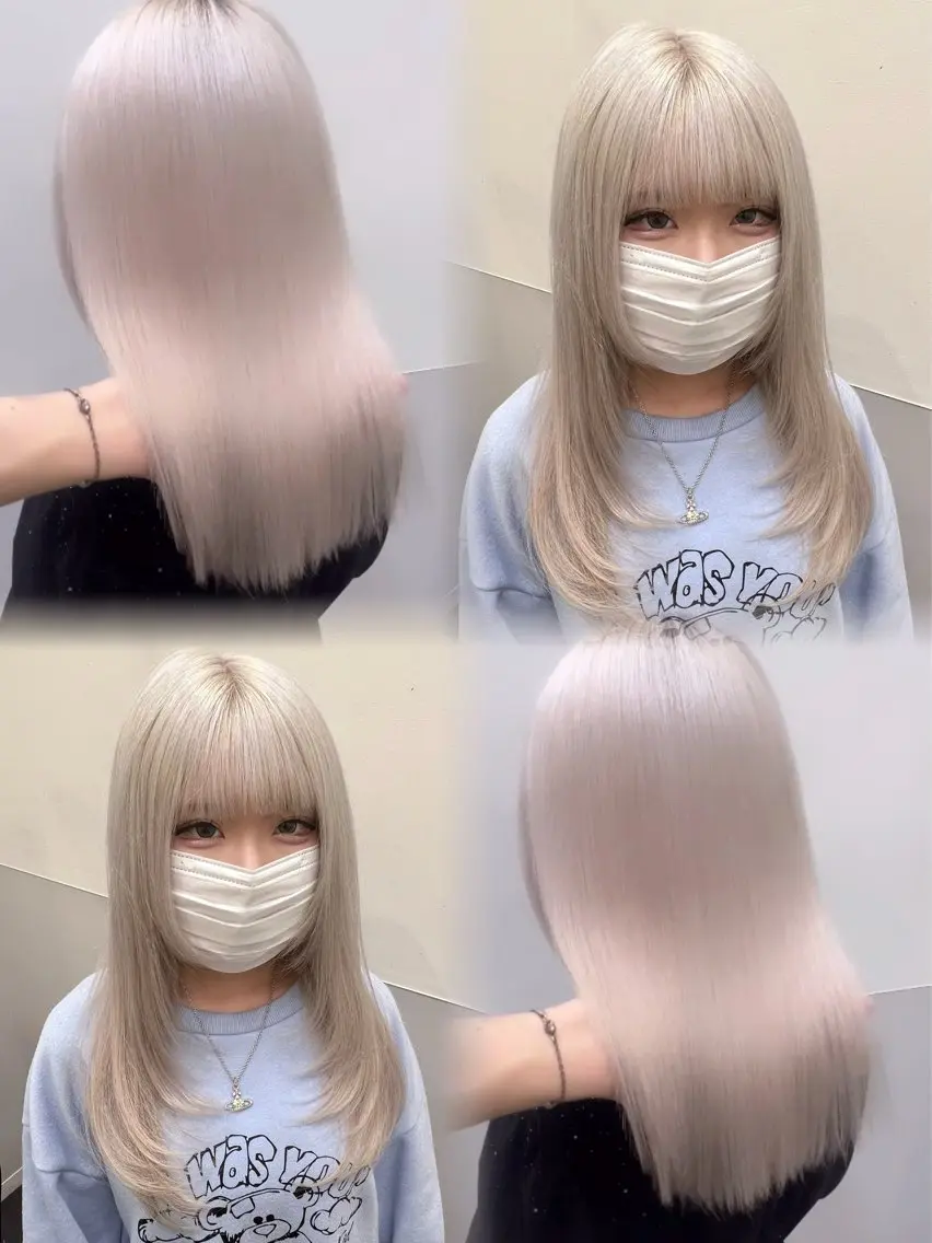 セミロング カラー カット ヘアカラー ハイトーン特化💍 chloe💍韓国のヘアスタイル