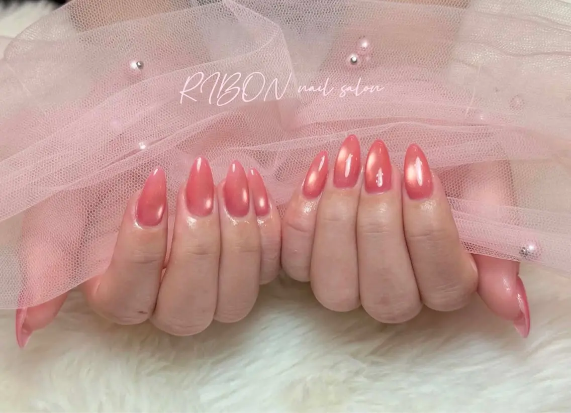 ネイル チークネイル 長さ出し フレンチネイル ジェルネイル グラデーション ハンドネイル RIBON nail 高田馬場のネイルデザイン