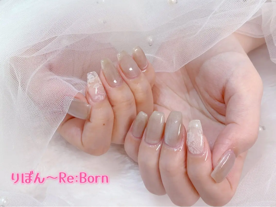 ミディアム ハンドネイル りぼん Re:Bonrのネイルデザイン