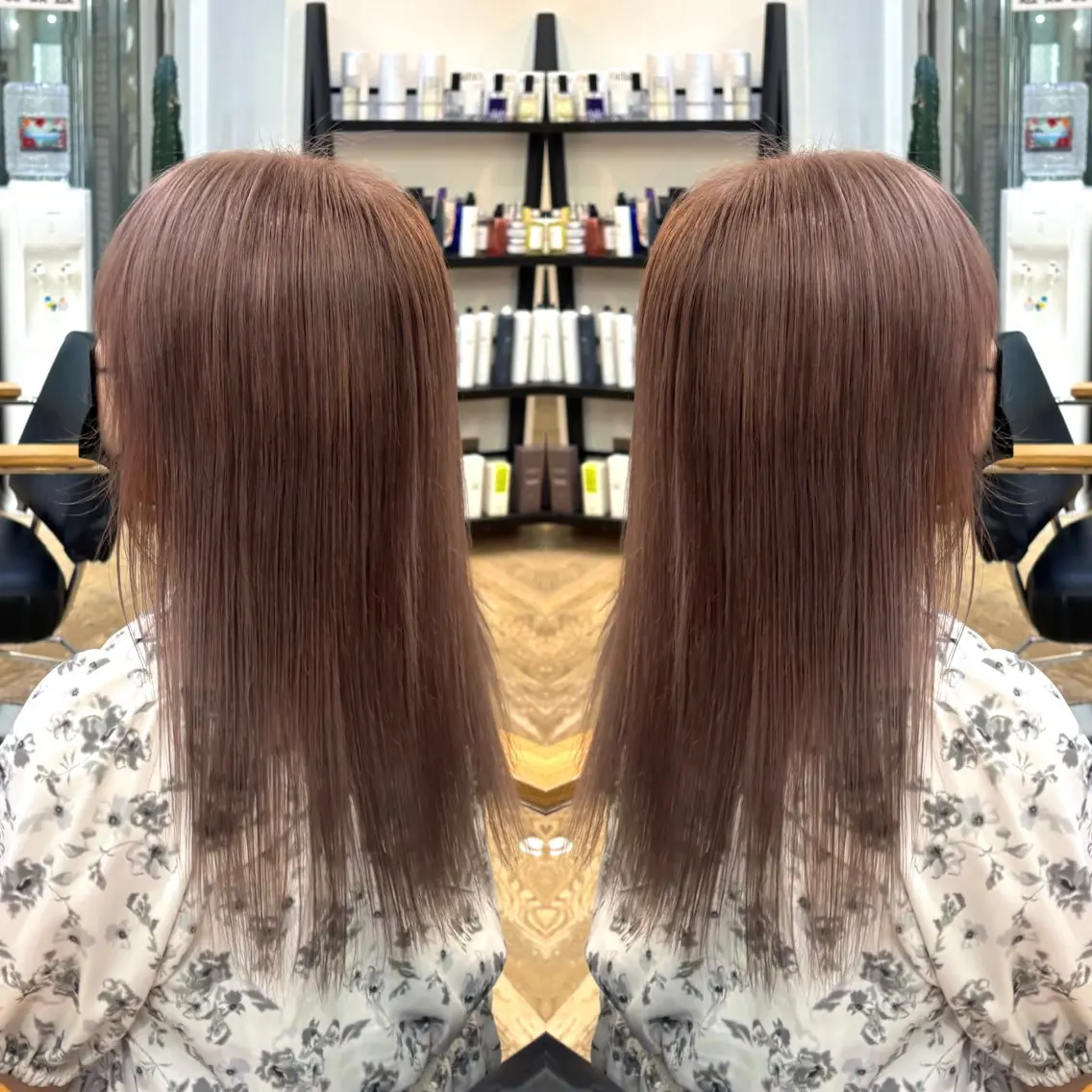セミロング カラー カット ヘアカラー トリートメント 💎ハイトーン/艶 カラー モエカ💎のヘアスタイル