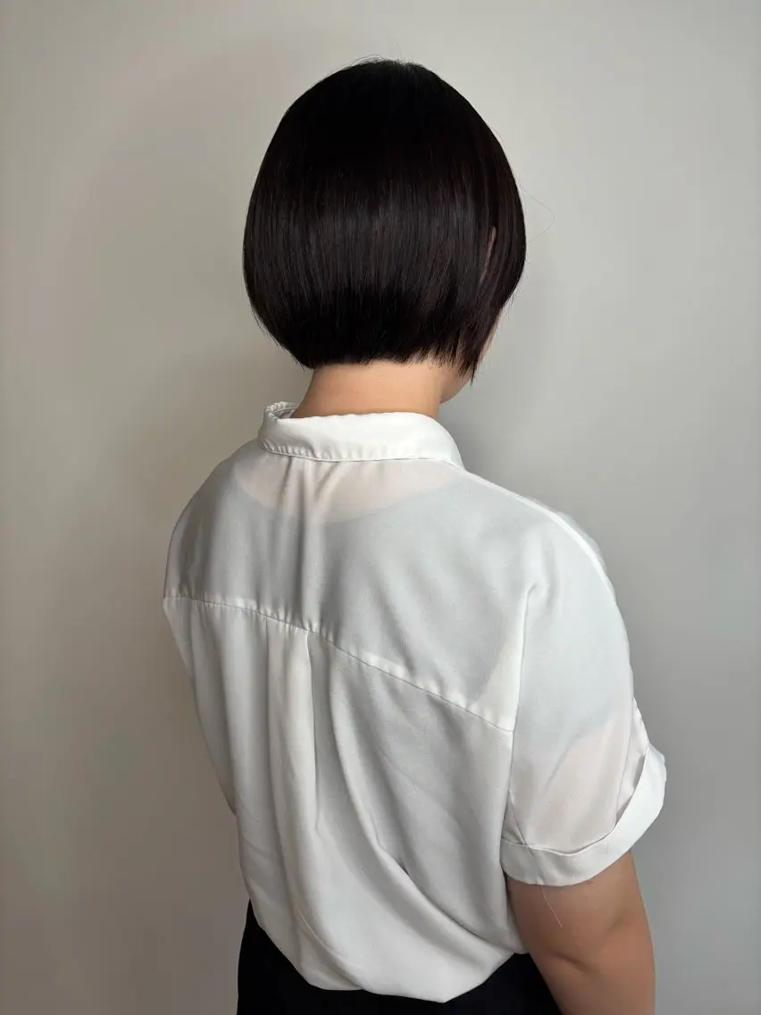 ショート パーマ ボブ ストレートパーマ カット 縮毛矯正 よしなり あみのヘアスタイル
