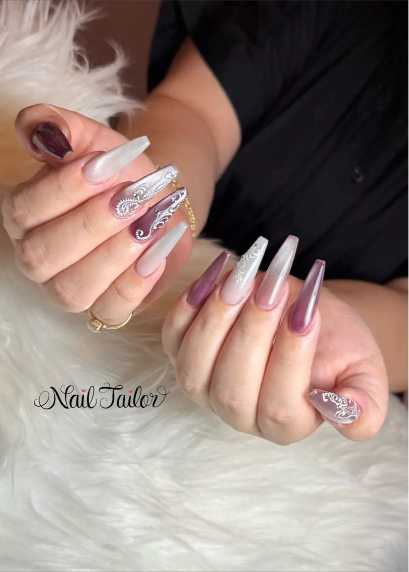 ネイル アートネイル 長さ出し ロングネイル スカルプネイル ハンドネイル NailTailor ネイルテイラーのネイルデザイン
