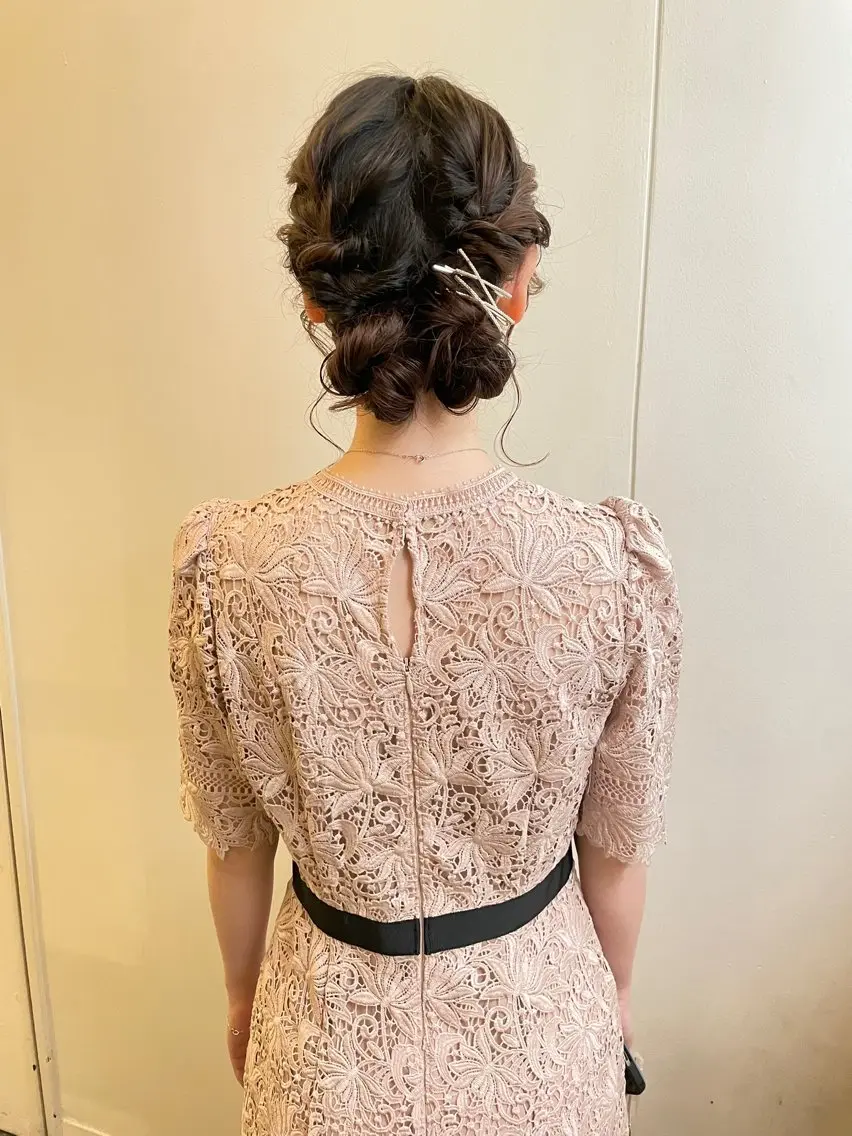 セミロング ヘアアレンジ 結婚式・ブライダル デート ヘアセット 谷川 未来のヘアスタイル