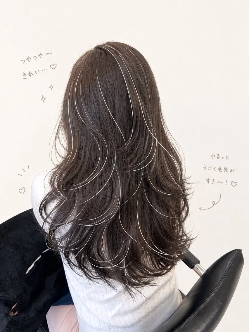 ロング カラー カット ヘアカラー トリートメント 心斎橋/ブリーチなし 髪質改善/レイヤーのヘアスタイル