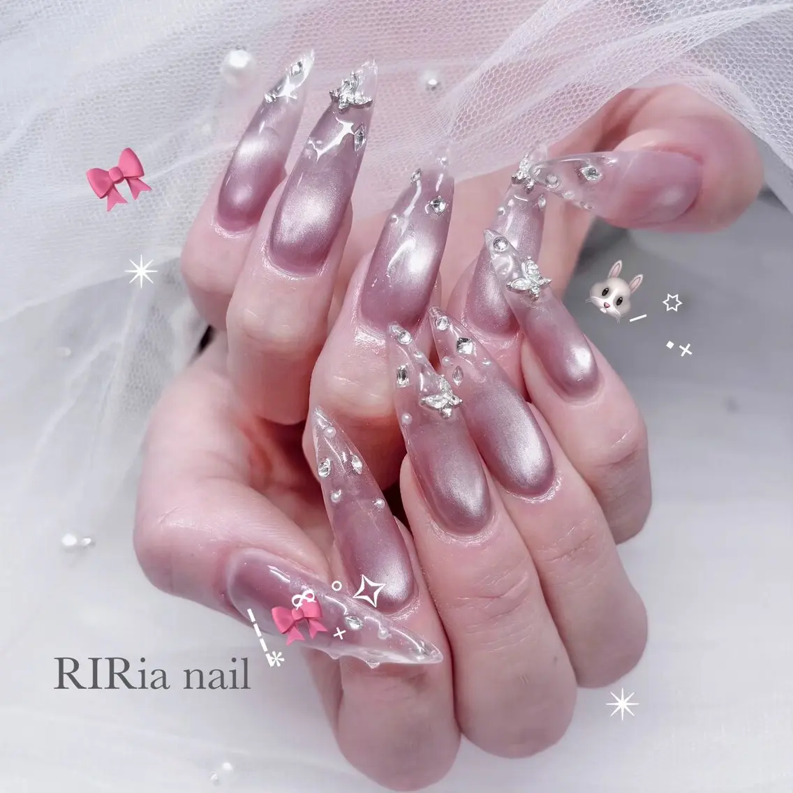 🎀オフ無料🎀デビュー目前のJr.ネイリストが担当🎀チップ長さ出し+シンプルデザイン+パーツ付け放題🎀¥7500の写真