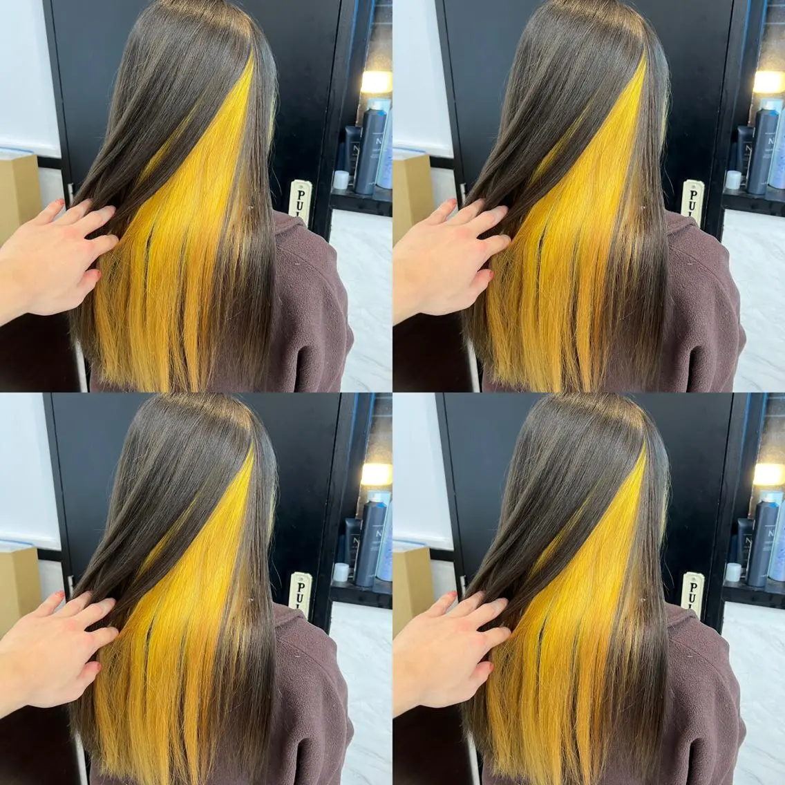 ロング カラー 黒髪 イエローカラー ヘアカラー トリートメント ✨レイヤー/髪質改善 /縮毛矯正✨ナカムラのヘアスタイル