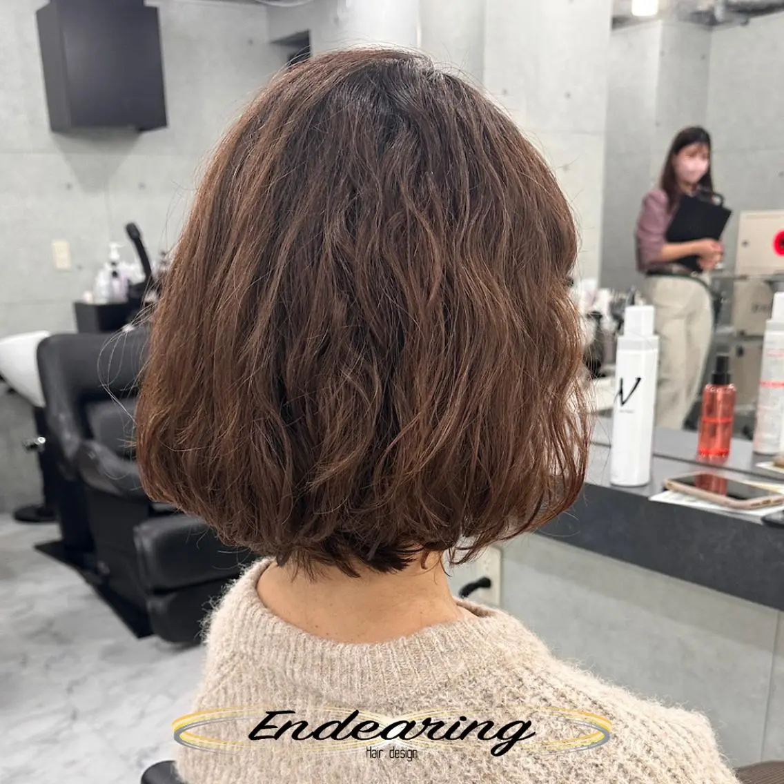 ショート ボブ トリートメント カット パーマ トリートメント Endearing 銀座/レイヤーカットのヘアスタイル