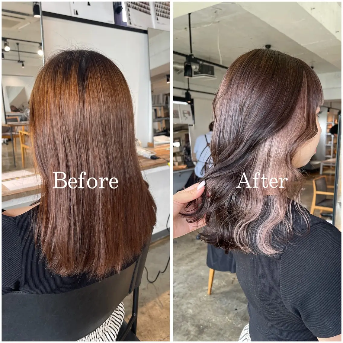 セミロング カラー ブリーチ デザインカラー ハイトーンカラー ムラ修正/ ハイトーン💖Riaのヘアスタイル