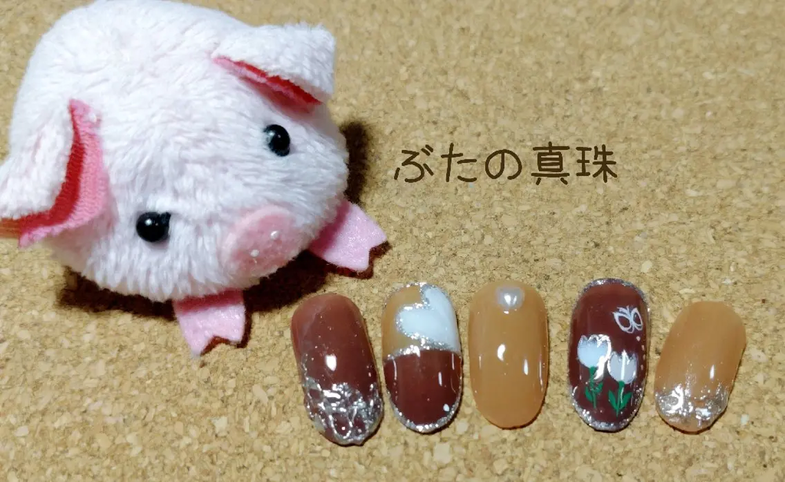 ネイル ブラウン ハンドネイル 林 珠里のネイルデザイン