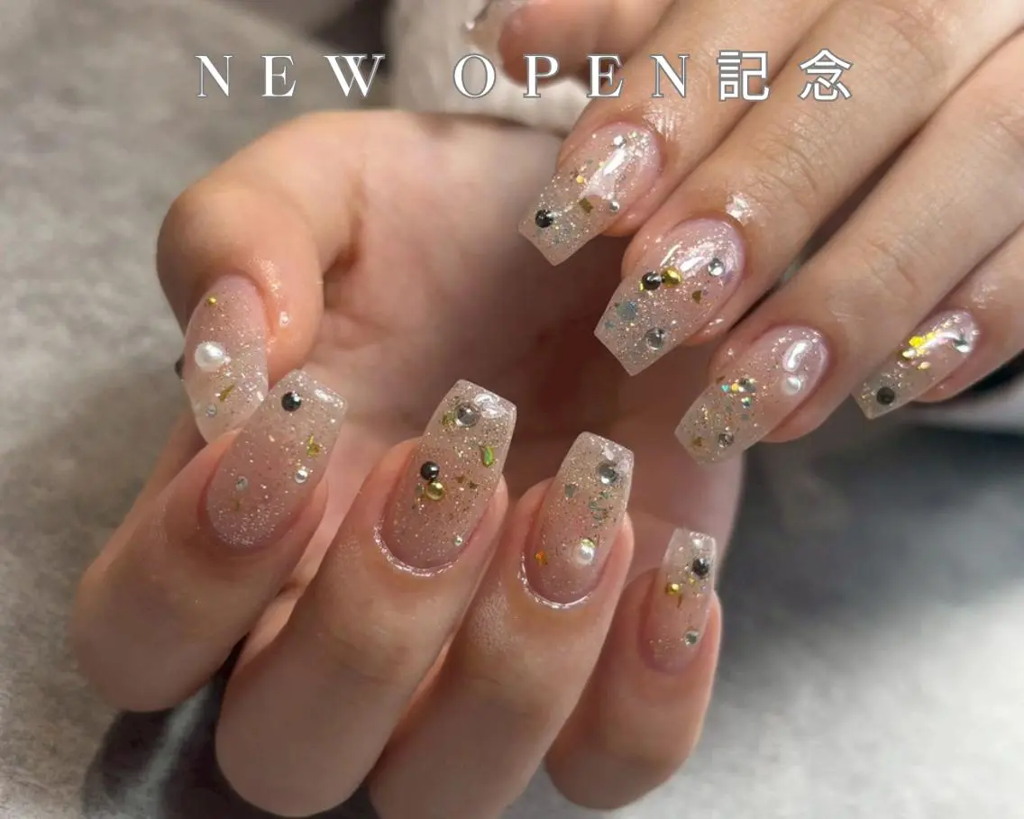 ネイル オーロラネイル ボルドー クリアネイル ドット フラッシュネイル メラク 難波Matsuokaのネイルデザイン