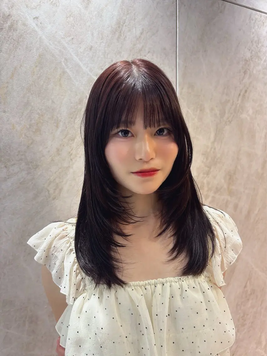 セミロング カラー ブラウンカラー ラベンダーカラー ラベンダーブラウン レイヤーカット カット 顔周りレイヤーカット /髪質改善/ゆう🤍のヘアスタイル