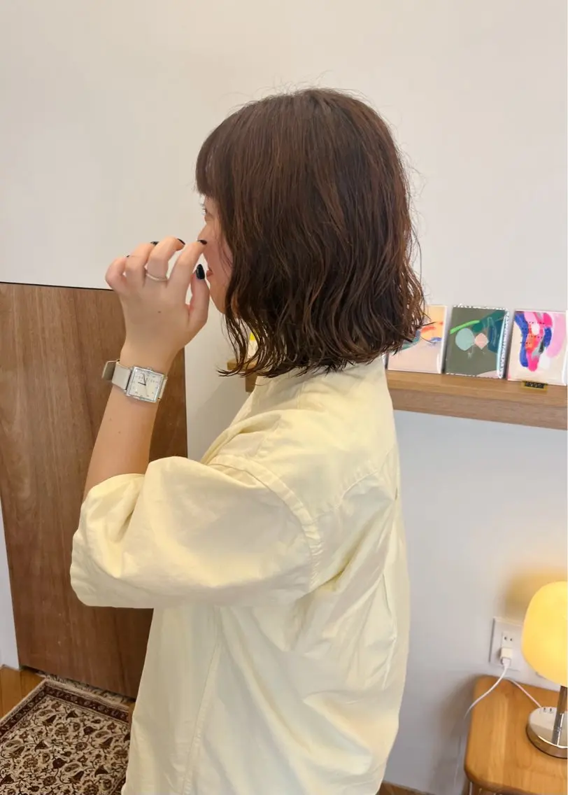 ショート カラー パーマ ボブ 西山 紗耶香🪽 透明感カラー/ボブのヘアスタイル