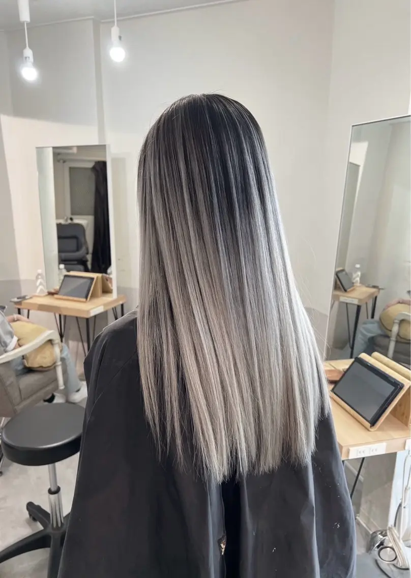 ロング カラー バレイヤージュ シルバー ホワイトシルバー レイヤーカット 指名数No.1 /NAOYAのヘアスタイル