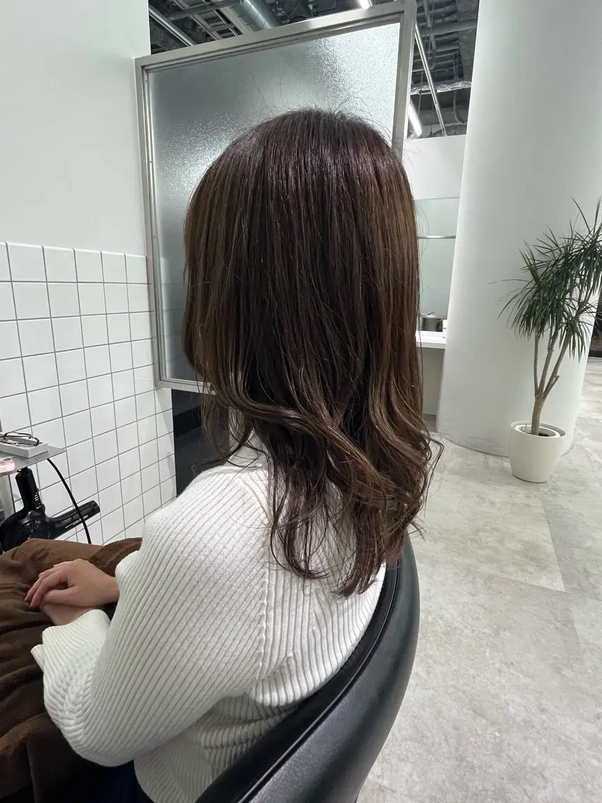 ロング カラー カット ヘアカラー 梅田茶屋町ヘッドスパ &艶カラー りほのヘアスタイル