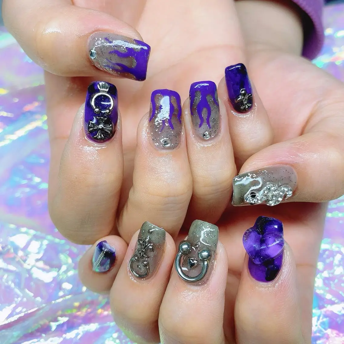 ネイル 渋谷／チップ長さ出し 👑アプレgel-xのネイルデザイン