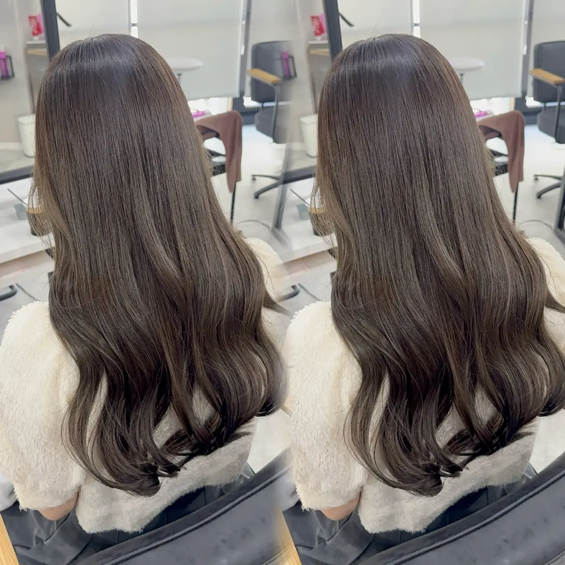 ロング カラー アッシュ アッシュブラウン ベージュカラー 黒髪 ブリーチ カット ヘアカラー トリートメント 赤み無し柔らかカラー 【梅田】madokaのヘアスタイル