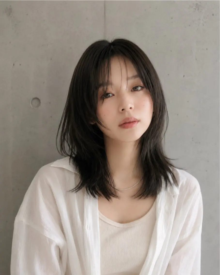 ミディアム カラー パーマ ヘアアレンジ レイヤーカット ストレートパーマ カット ヘアカラー トリートメント 透明感カラー レイヤー/コウスケのヘアスタイル