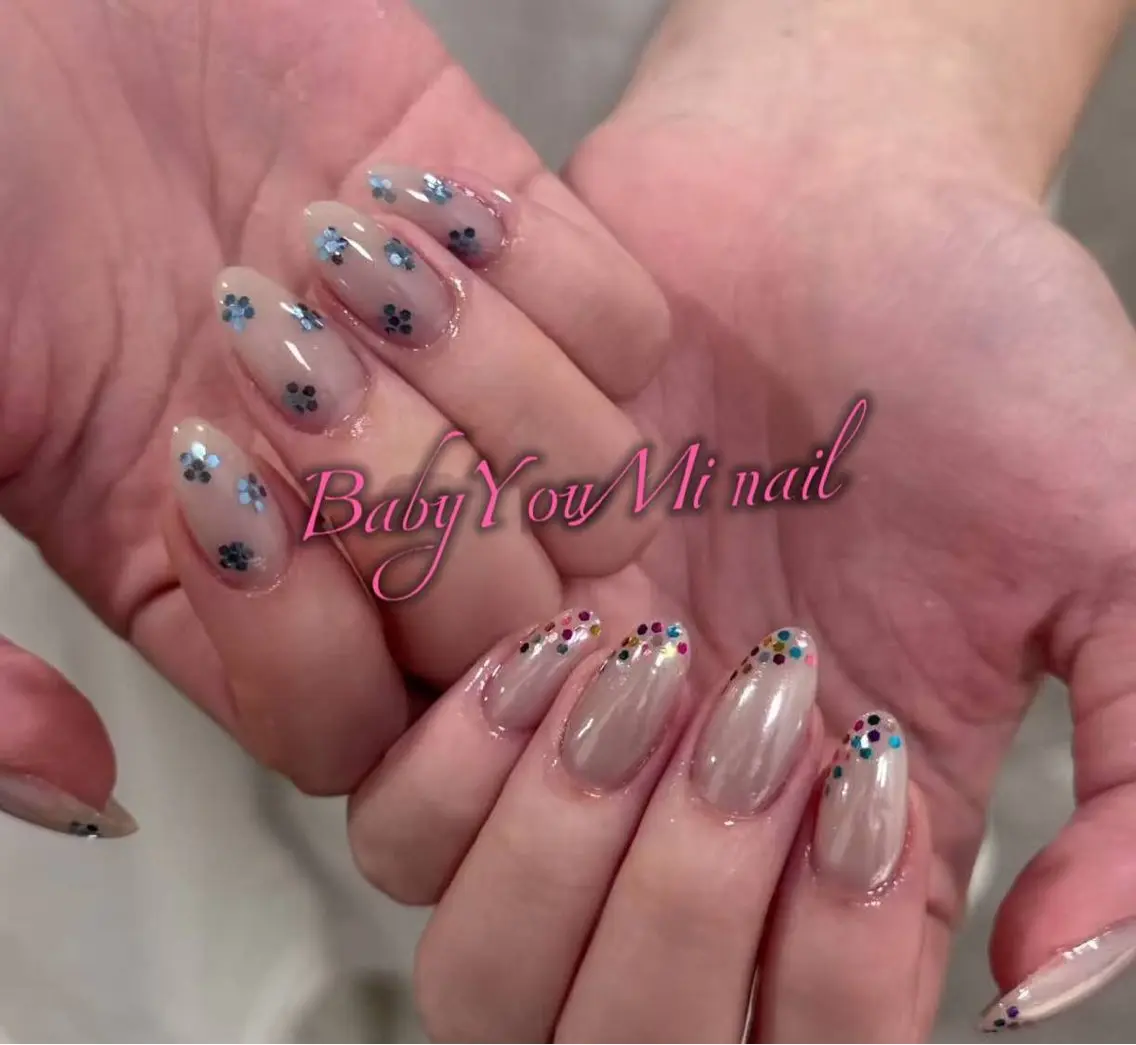 ネイル オーロラネイル チークネイル 成人式 フットネイル フレンチネイル ハンドネイル BabyYouMi nailのネイルデザイン