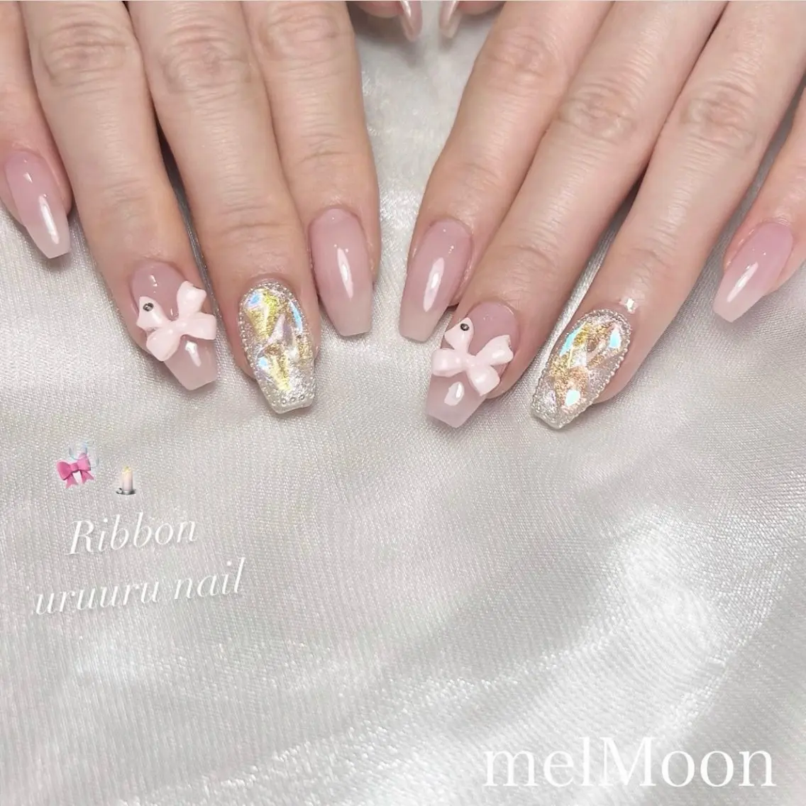 ネイル 氷ネイル・うるうるネイル ハンドネイル melMoon .のネイルデザイン