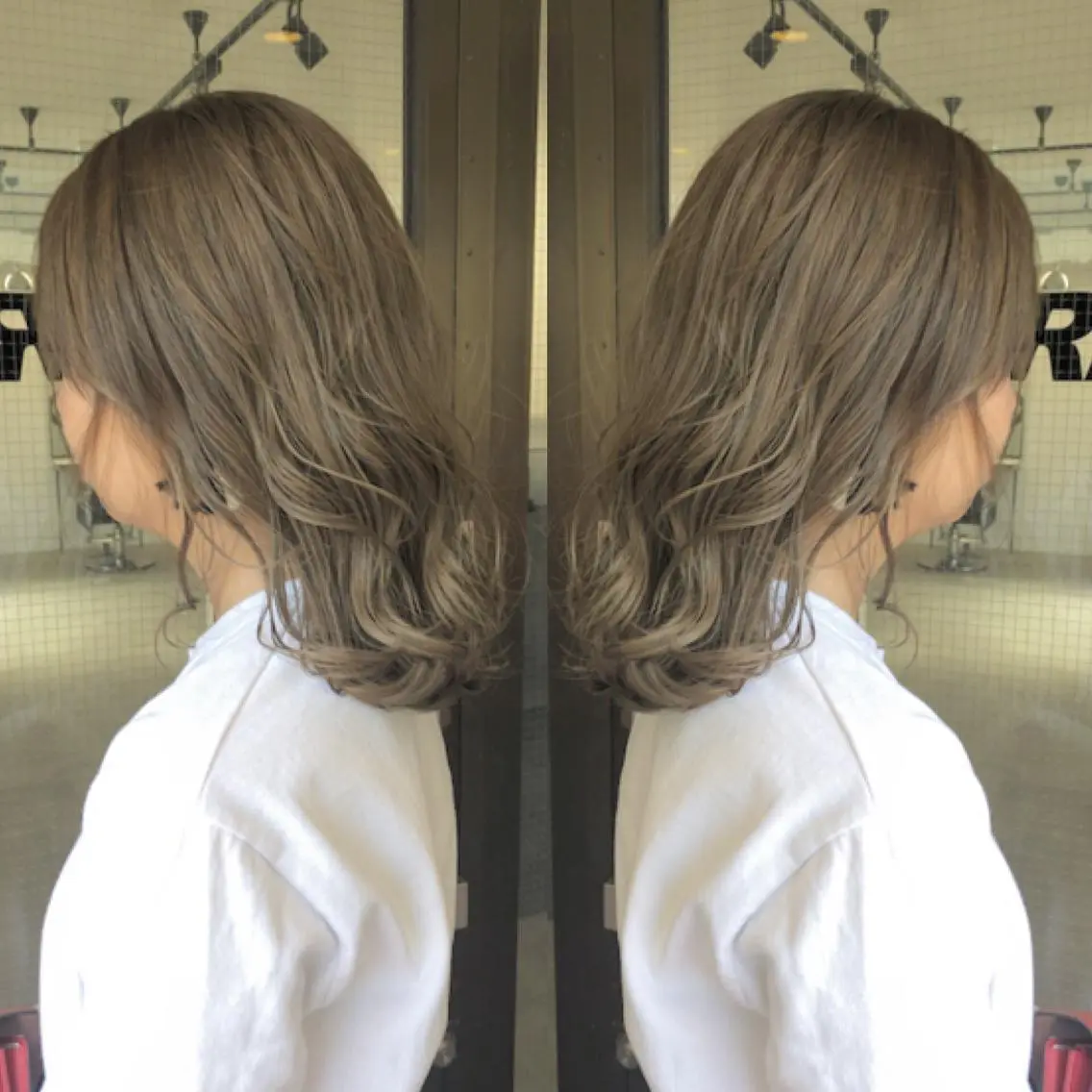 セミロング カラー ベージュカラー ブリーチ 透明感カラー ミルクティーベージュ 🤍2nd🤍田所 美希のヘアスタイル