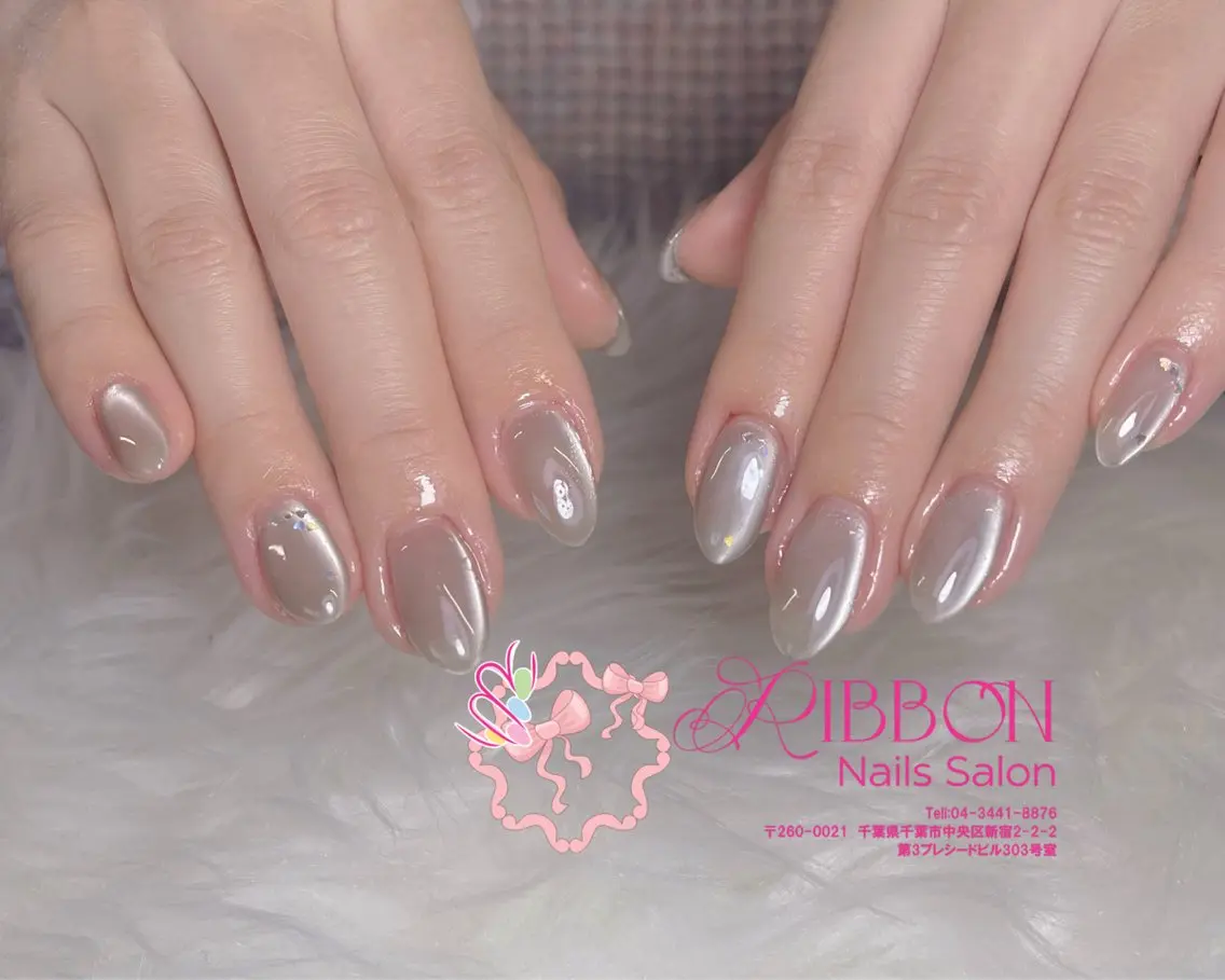 ネイル フレンチネイル ジェルネイル マグネットネイル 持ち込み ニュアンスネイル ハンドネイル Ribbonnail salonのネイルデザイン