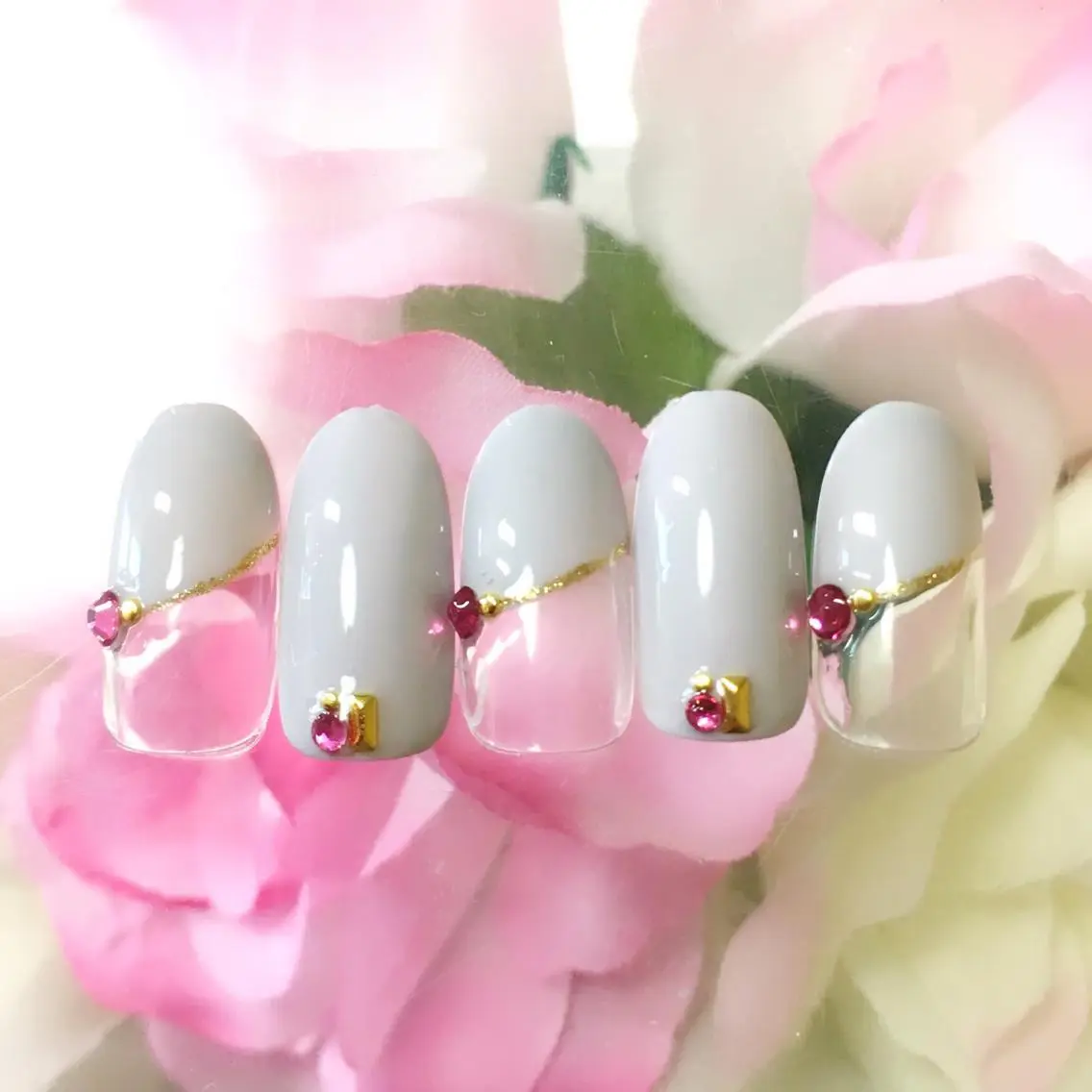 ネイル フットネイル ジェルネイル ミラーネイル パラジェル バレンタイン ハンドネイル clover nailのネイルデザイン