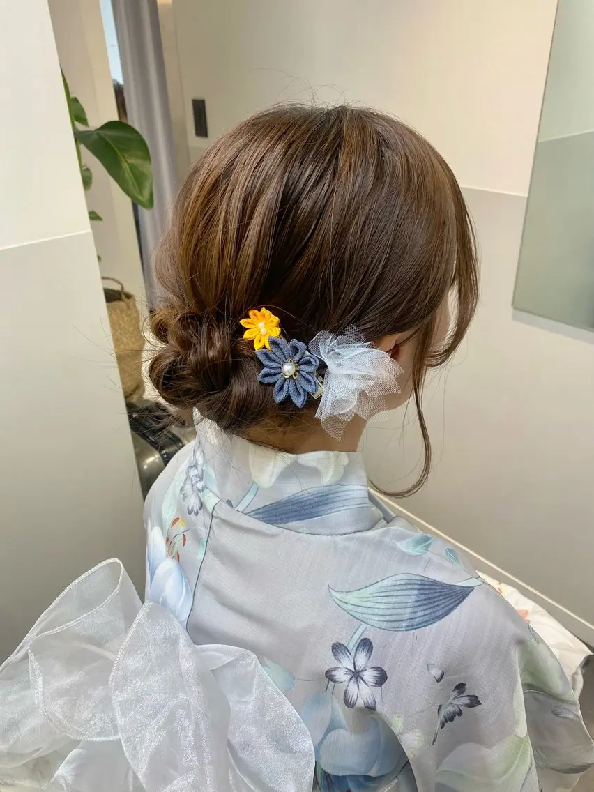 ヘアアレンジ 浴衣 レイヤーカット✂︎池 袋個室サロンkumaのヘアスタイル