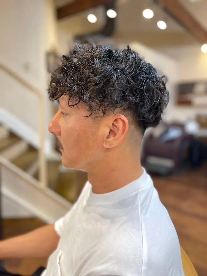 ショート パーマ メンズ 女性理容師 黒岩　さちのヘアスタイル