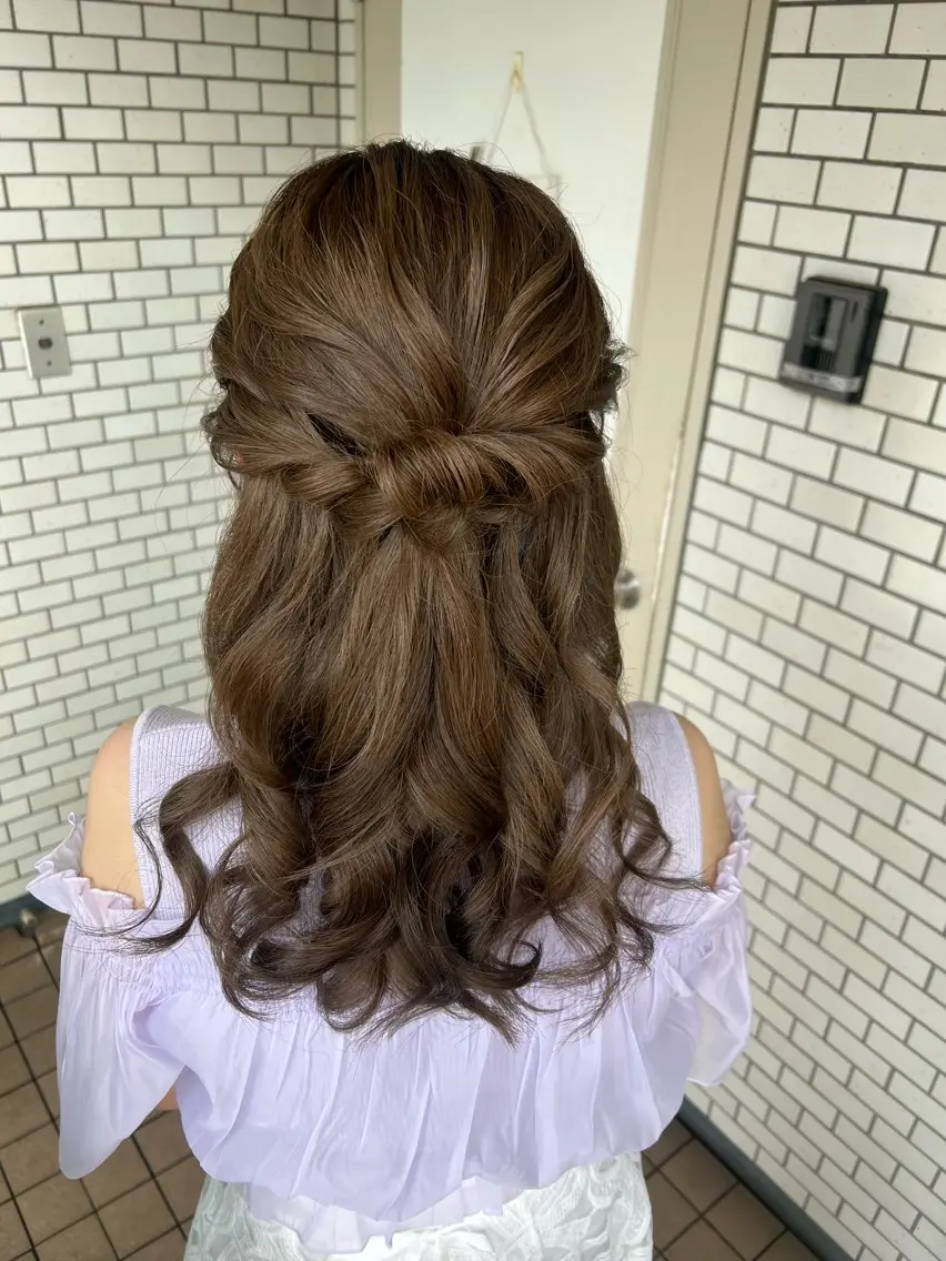 ヘアアレンジ ハーフアップ ヘアセット 大人可愛いヘアメイク 💋🧚‍♀️しずかのヘアスタイル
