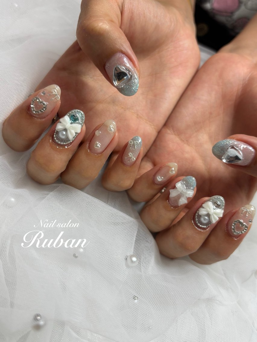 ネイル アートネイル 持ち込み リボン Nail salon Rubanのネイルデザイン