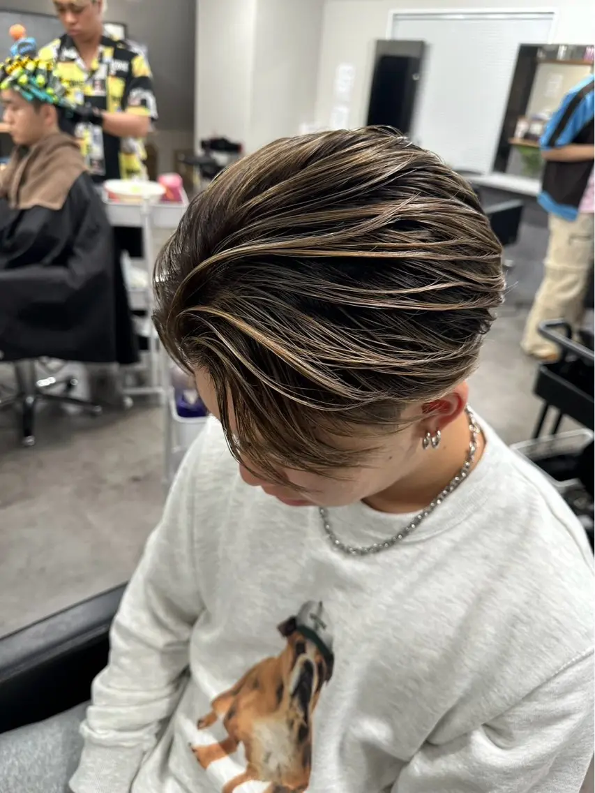 カラー パーマ メンズ ハイトーンカラー りゅうたのヘアスタイル