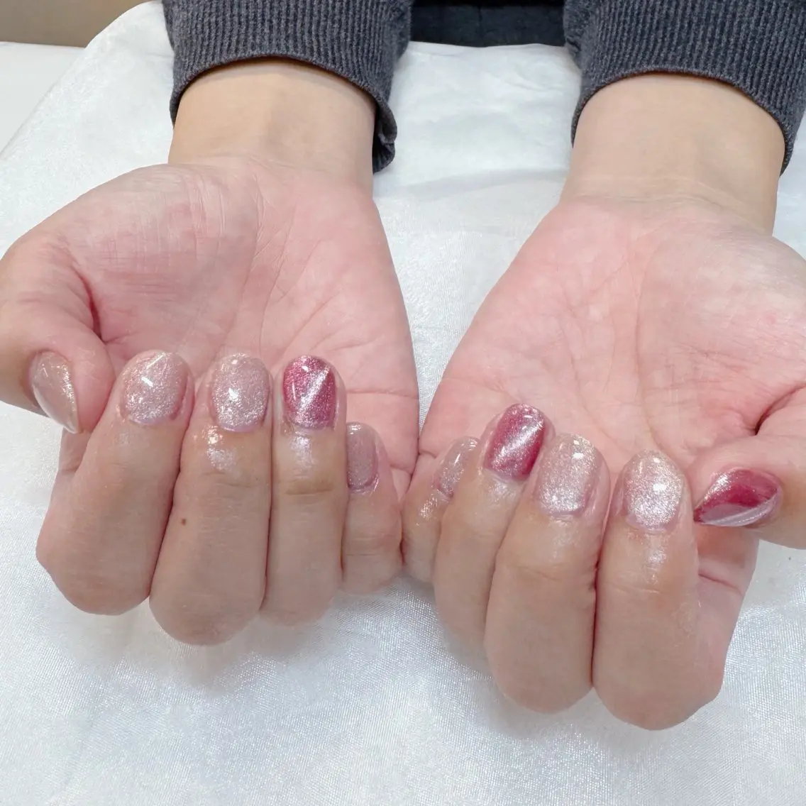 ネイル キラキラネイル マグネットネイル ピンク maruyasu. yのネイルデザイン