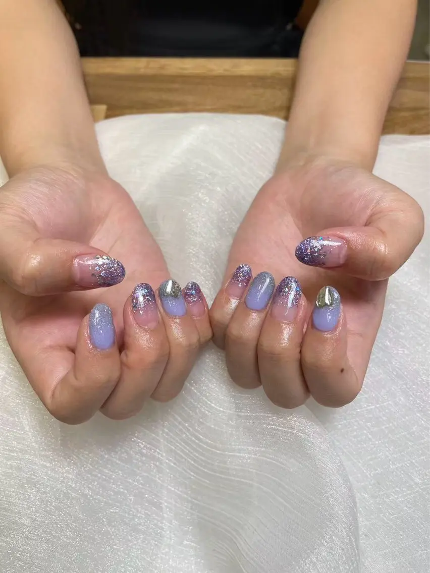 ネイル ハンドネイル ユリ🎀長さだし/ パラジェル/持ち込みのネイルデザイン