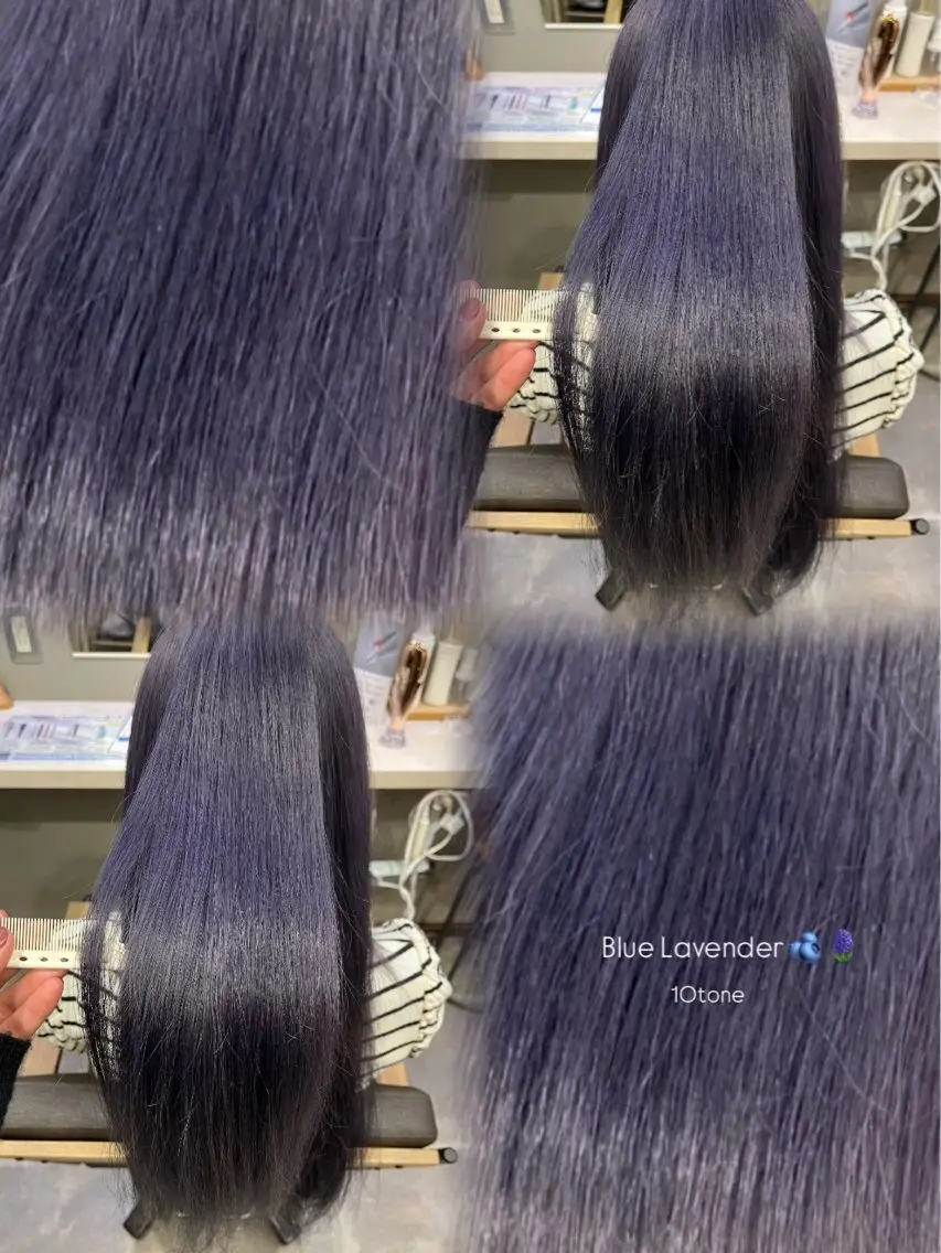 ロング カラー ブルーカラー ブルーラベンダー ラベンダーカラー ヘアカラー オリーブカラー/ 縮毛矯正 マナミ🎀のヘアスタイル