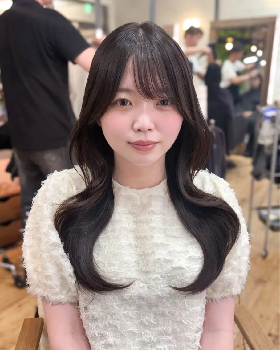 ロング カラー カット ヘアカラー トリートメント 🤍韓国ヘア/ かえで🤍のヘアスタイル