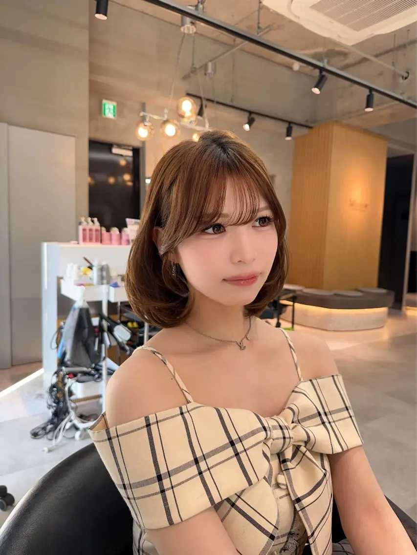 ミディアム カラー ヘアアレンジ カット ヘアカラー トリートメント ARIA💎縮毛矯正 ブリーチ💎複雑履歴のヘアスタイル