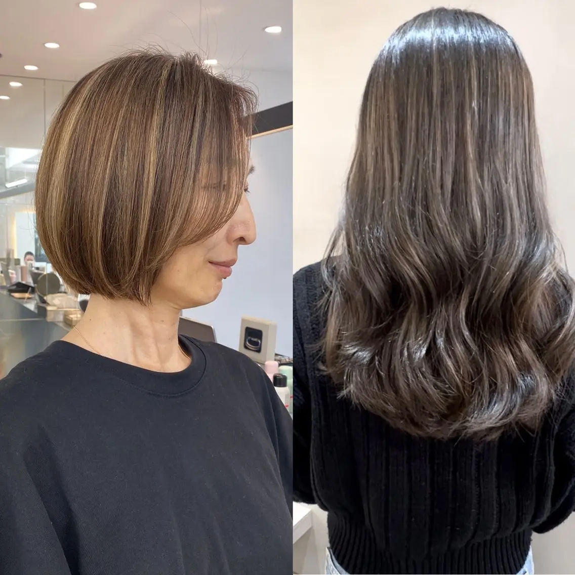 ロング カラー ベージュカラー ハイライトカラー ハイライト カット ヘアカラー トリートメント レイヤーボブ縮毛矯正 韓国RINAのヘアスタイル