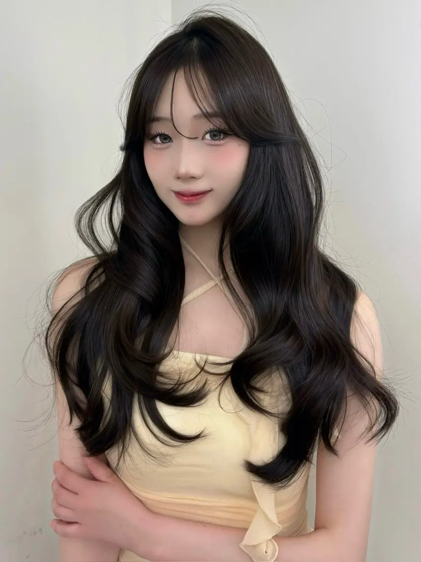 ロング ヘアカラー トリートメント 安達 真奈美のヘアスタイル