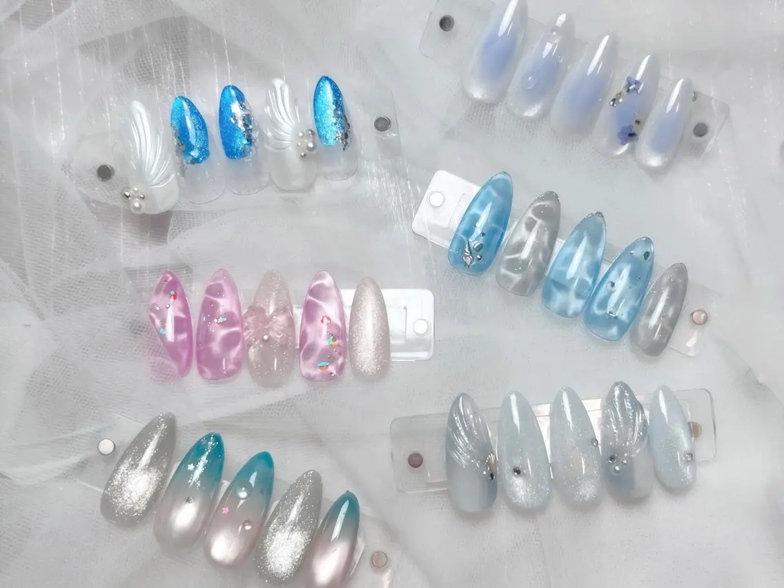 ネイル マグネットネイル 夏ネイル ハンドネイル Nail by EN 🪽Amiのネイルデザイン