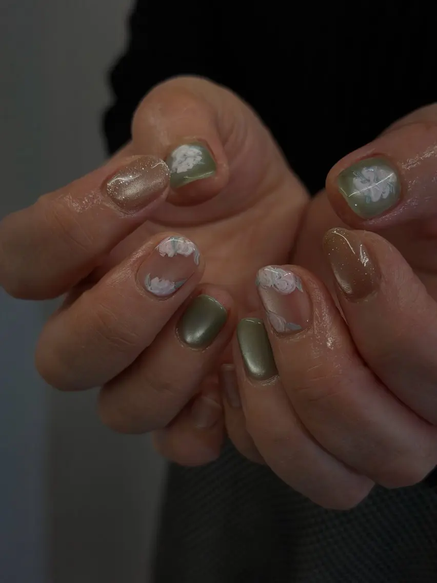 ネイル ジェルネイル マグネットネイル ニュアンスネイル パラジェル ピンク ハンドネイル ハンドケア Bana_ Nailのネイルデザイン