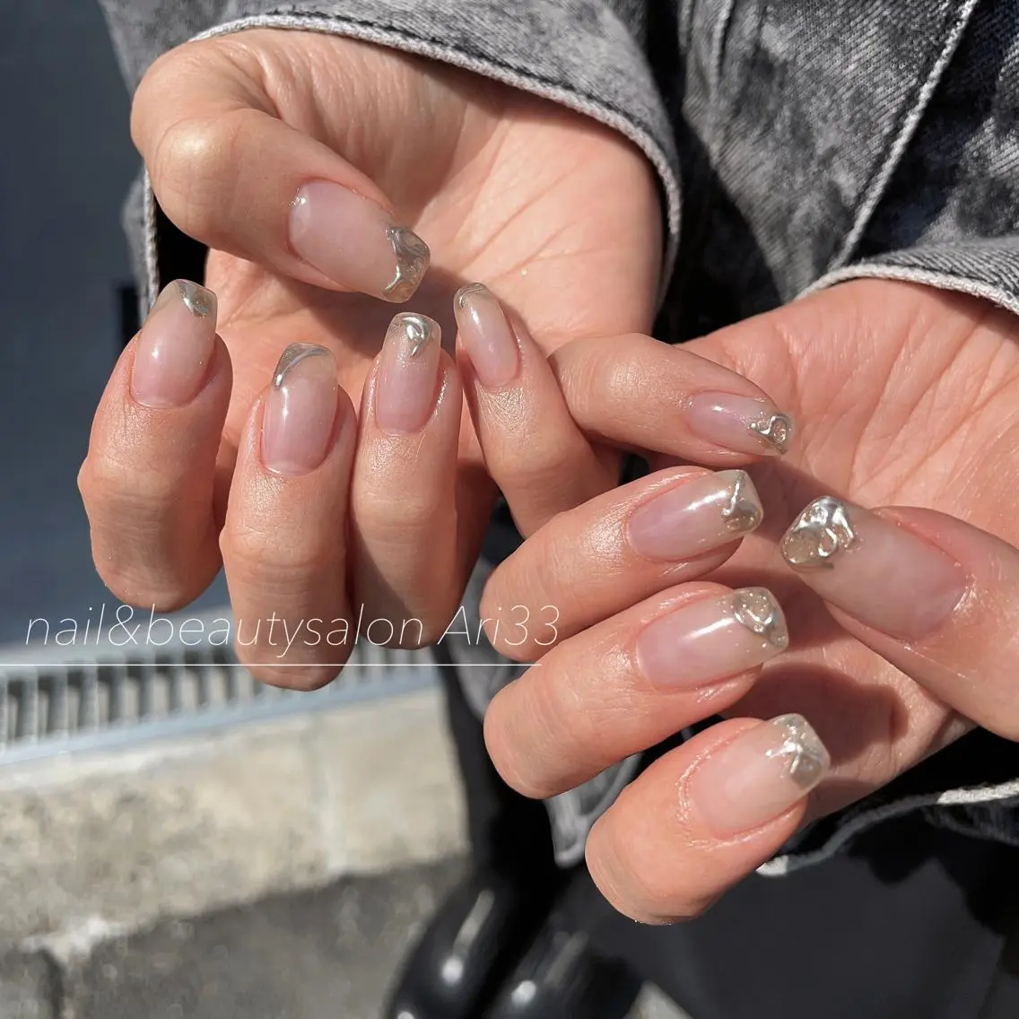 ネイル ミラーネイル ニュアンスネイル ハンドネイル プライベートサロン Ari33nailのネイルデザイン