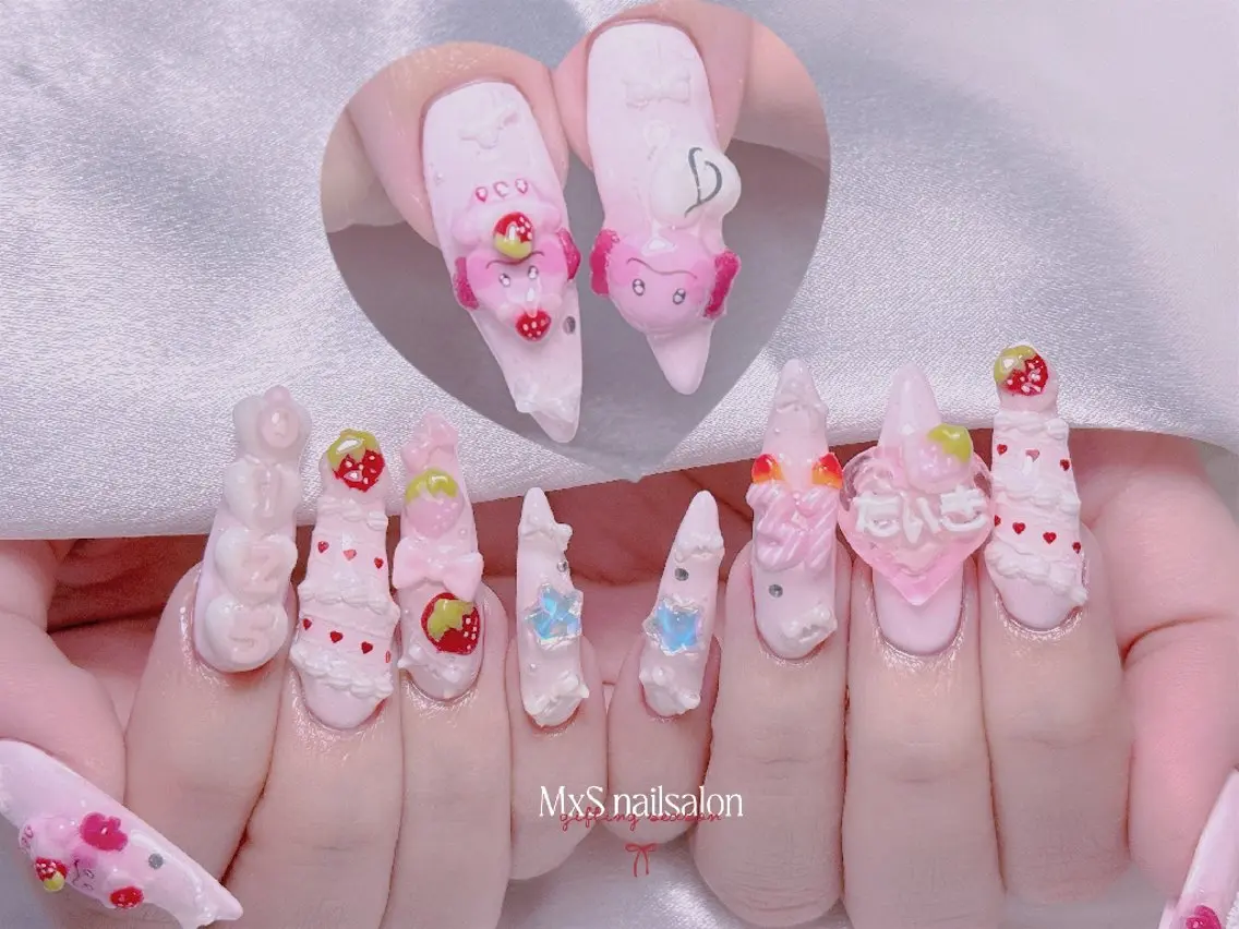 ネイル ジェルネイル 韓国ネイル マグネットネイル パラジェル バレンタイン ハンドネイル M×S Nail みなのネイルデザイン