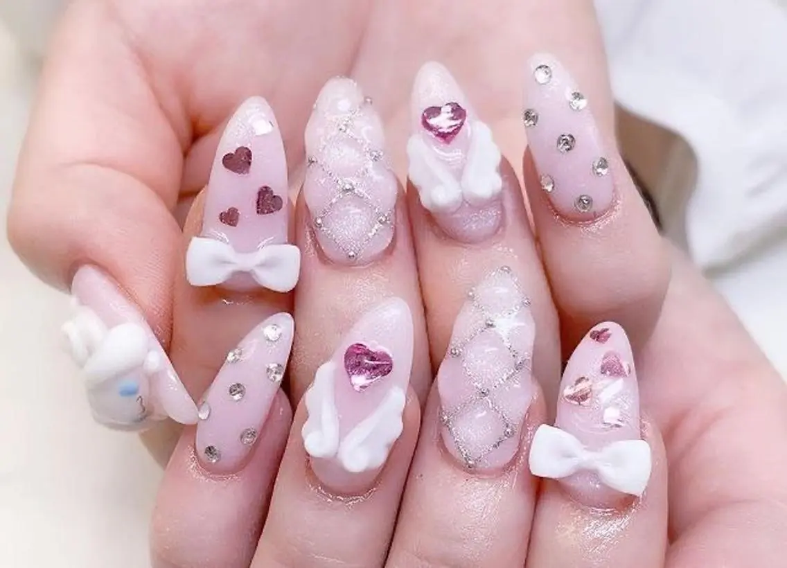 ネイル 長さ出し フレンチネイル グラデーション 卒業式 マグネットネイル ハンドネイル MIHANA SAKURAのネイルデザイン